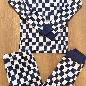 Kids Navy & White Checkerboard Pajama Set size 6